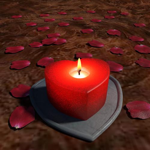 A Valentine candle with rose petals preview image